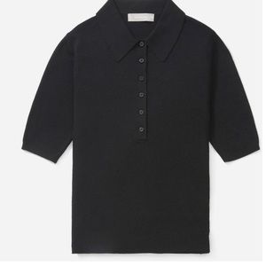 Everlane, The Italian merino ribbed polo black